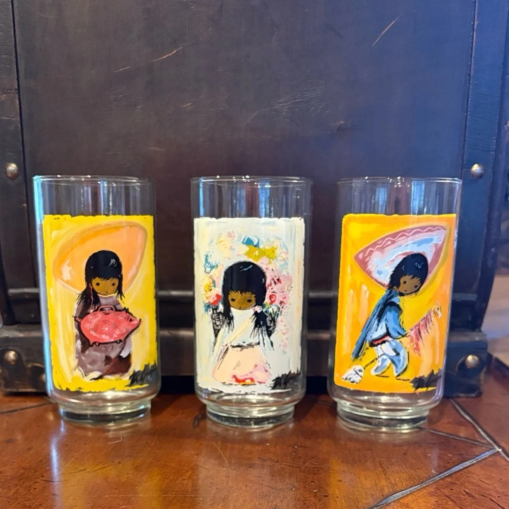 /Ted DeGrazia Children of the Southwest Native American Indian drinking glasses